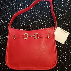 Anne Klein Cherry Red Shoulder Bag Hobo